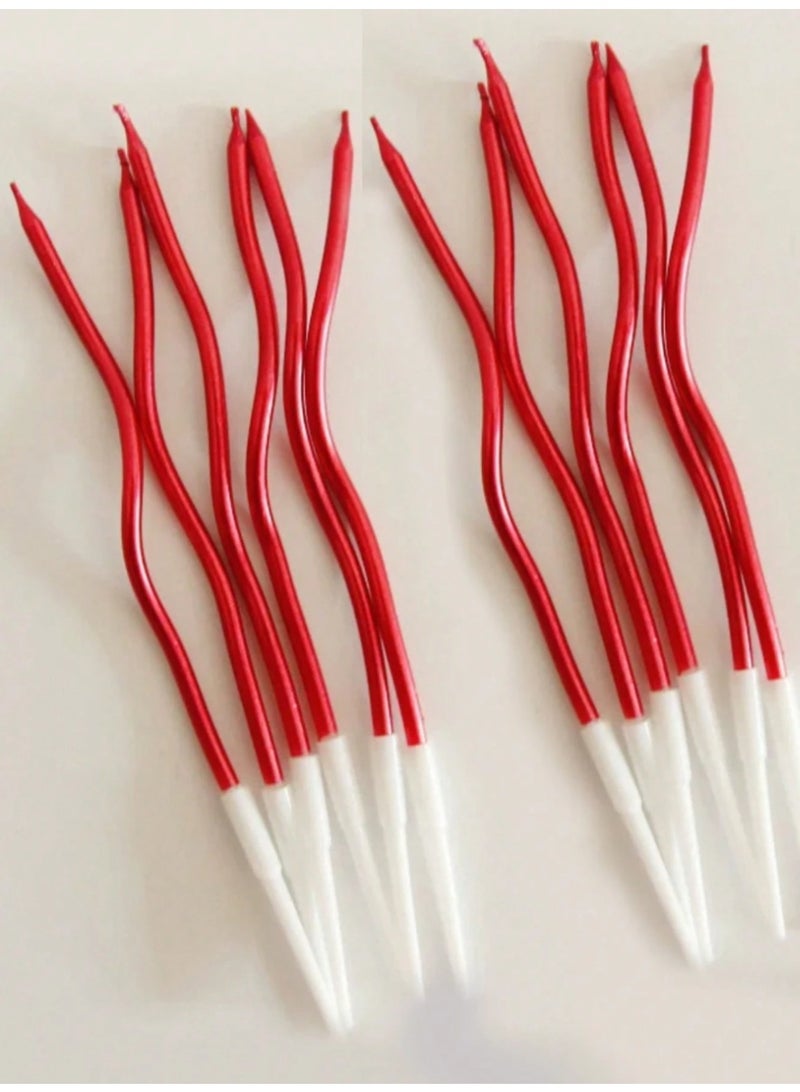 زينه عيد الحب مجموعة شموع 12  قطعة بتصميم مموج عصري يضيف لمسة فريدة ومميزة للكيك تناسب حفلات ذكرى الزواج و الخطوبه - Image 3